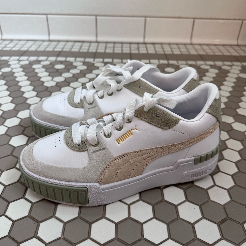 Puma green and white sneakers